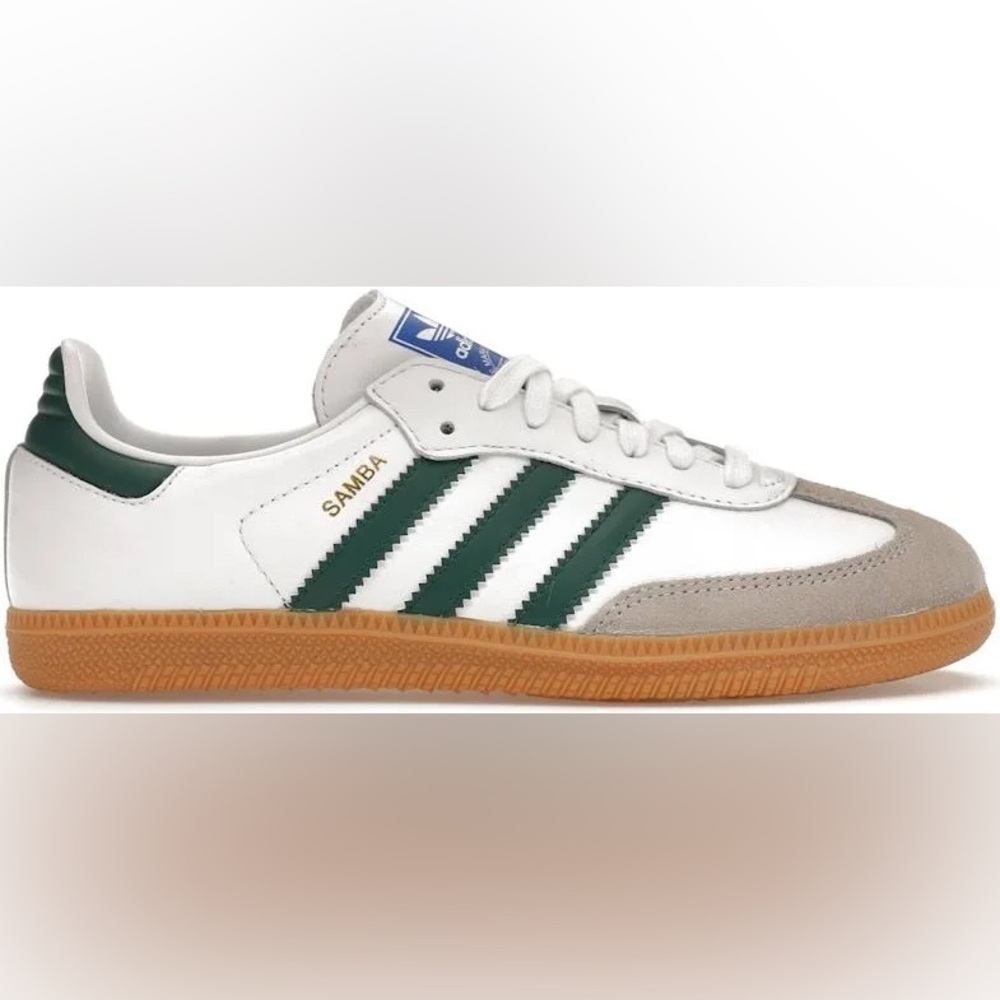Adidas Samba White and Dark Green Shoes